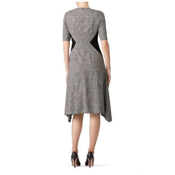 Donna Morgan Contrast Plaid Dress The Perfect Work Midi Dress Brown Size 0 2 4 6 - Picture 2 of 4